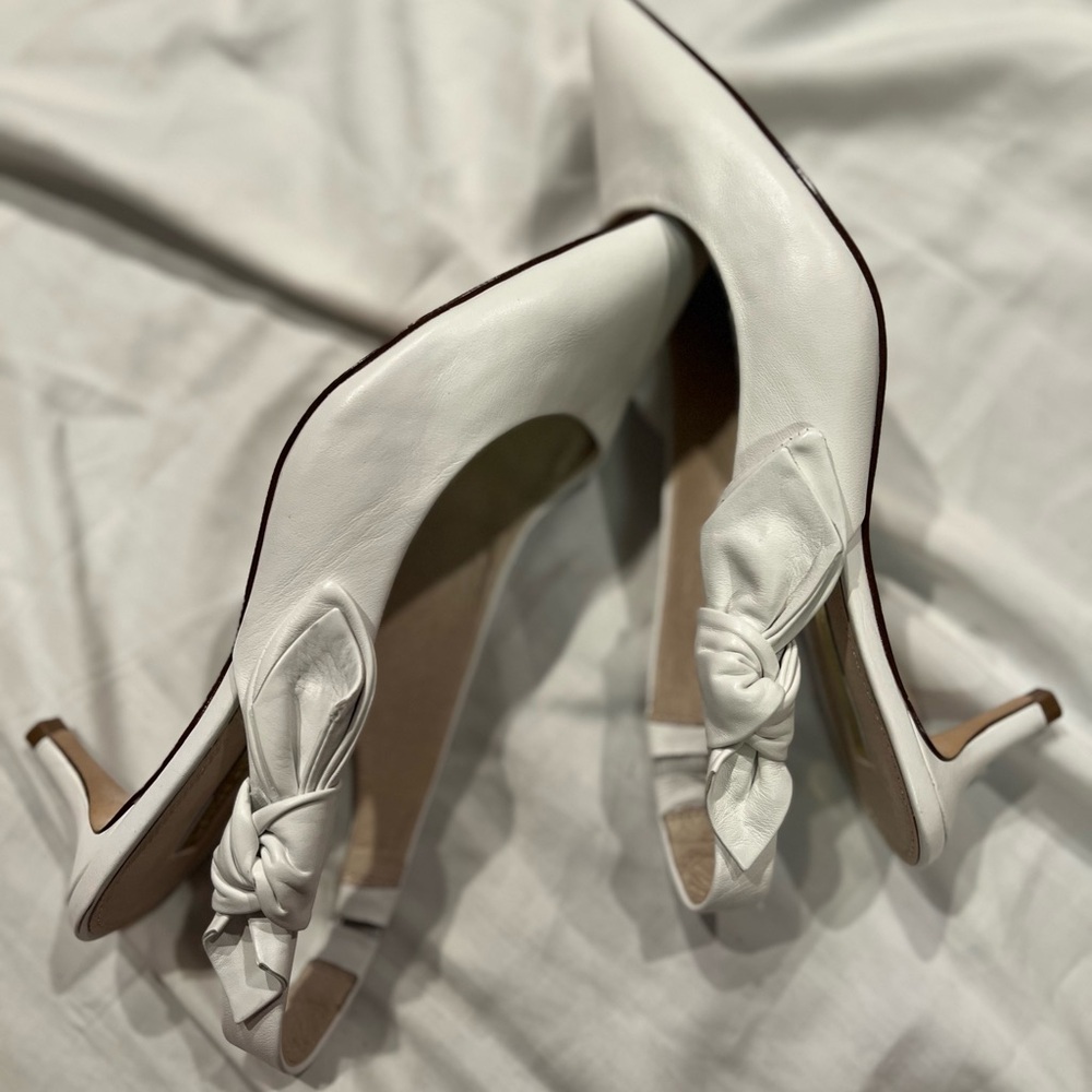 Louise et Cie White Heels with Bow Detail
